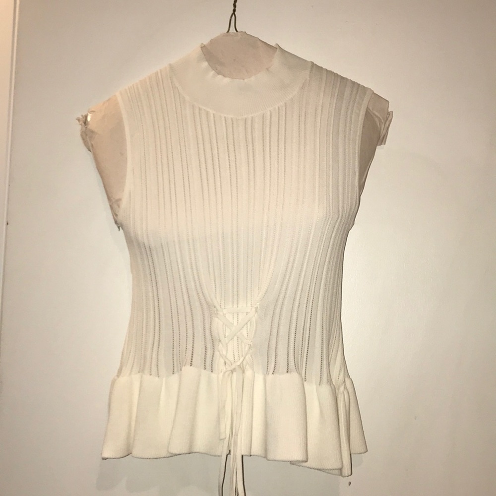 Ronny Kobo Ribbed Sleeveless  Sweater